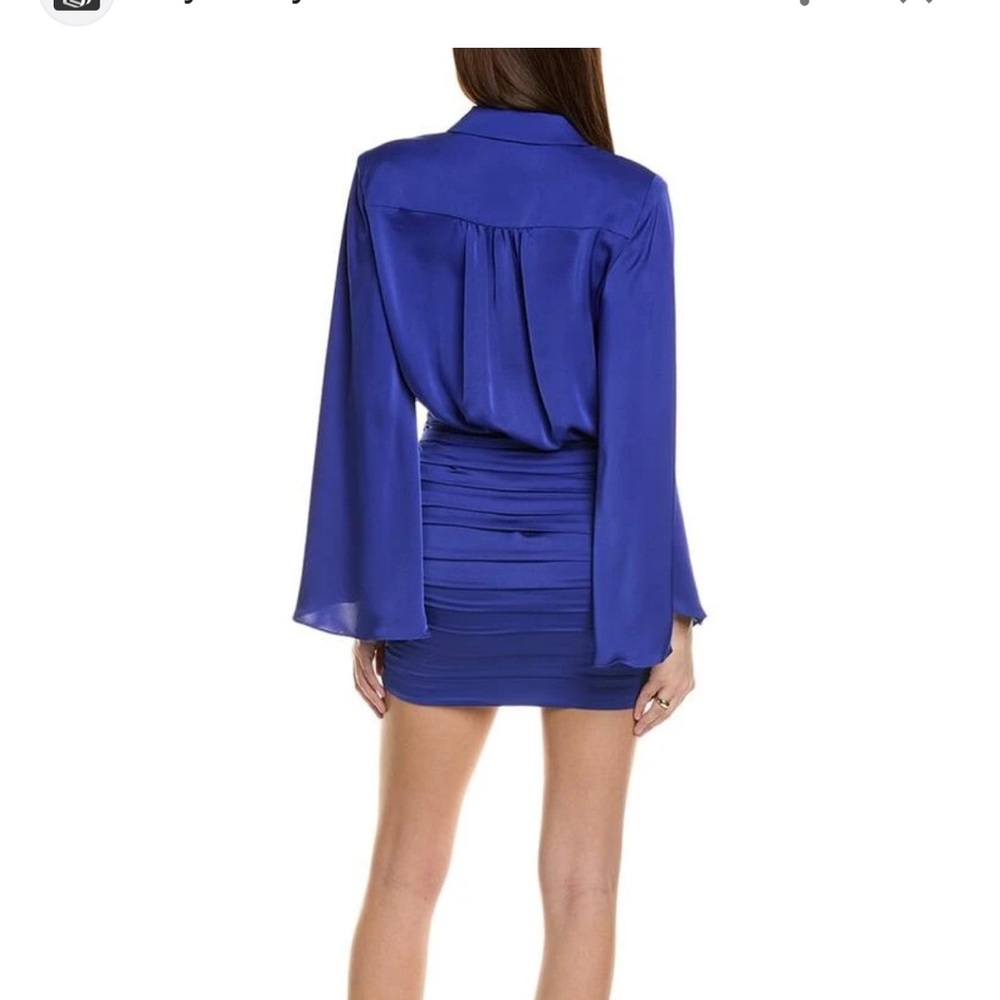 Ramy Brook Royal Blue Satin Mini Dress - Picture 2 of 5